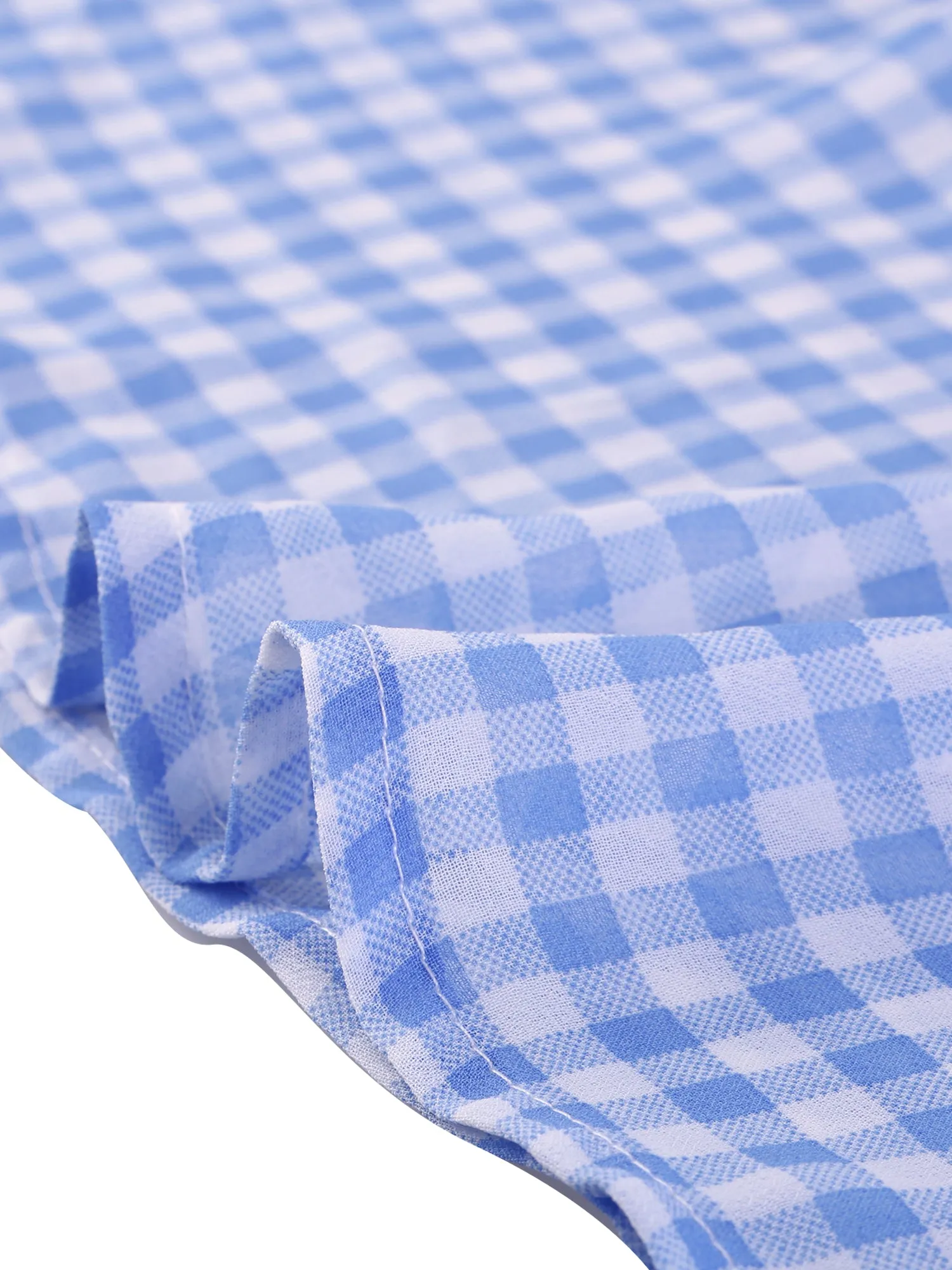 Square Neck 3/4 Sleeve Ruffle Smocked Plaid Mini Dress sold by Allegra K product image thumbnail 5