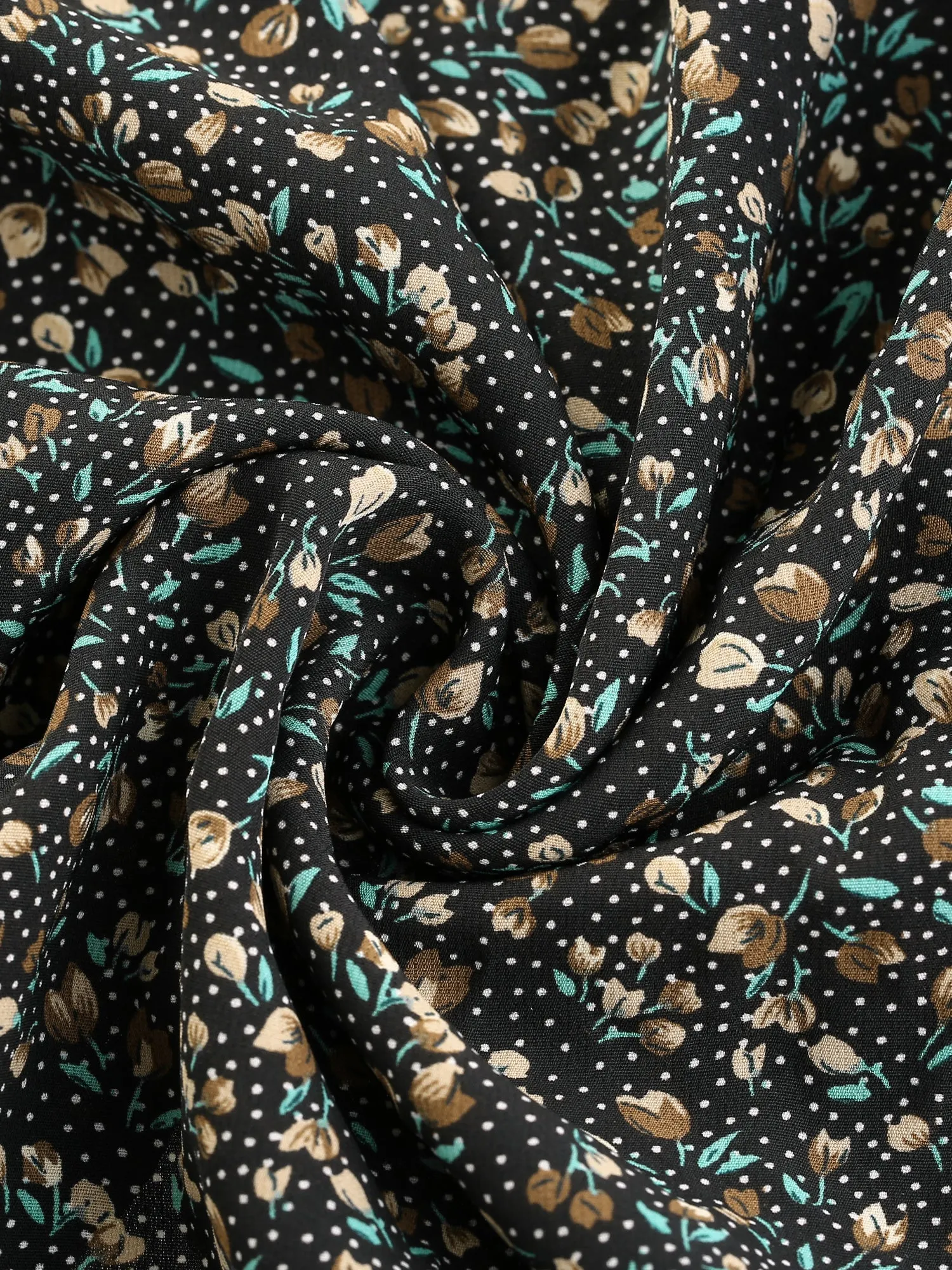 Ditsy Floral Blouse Ruffle Tie Neck Long Sleeve Peplum Smocked Tops sold by Allegra K product image thumbnail 3