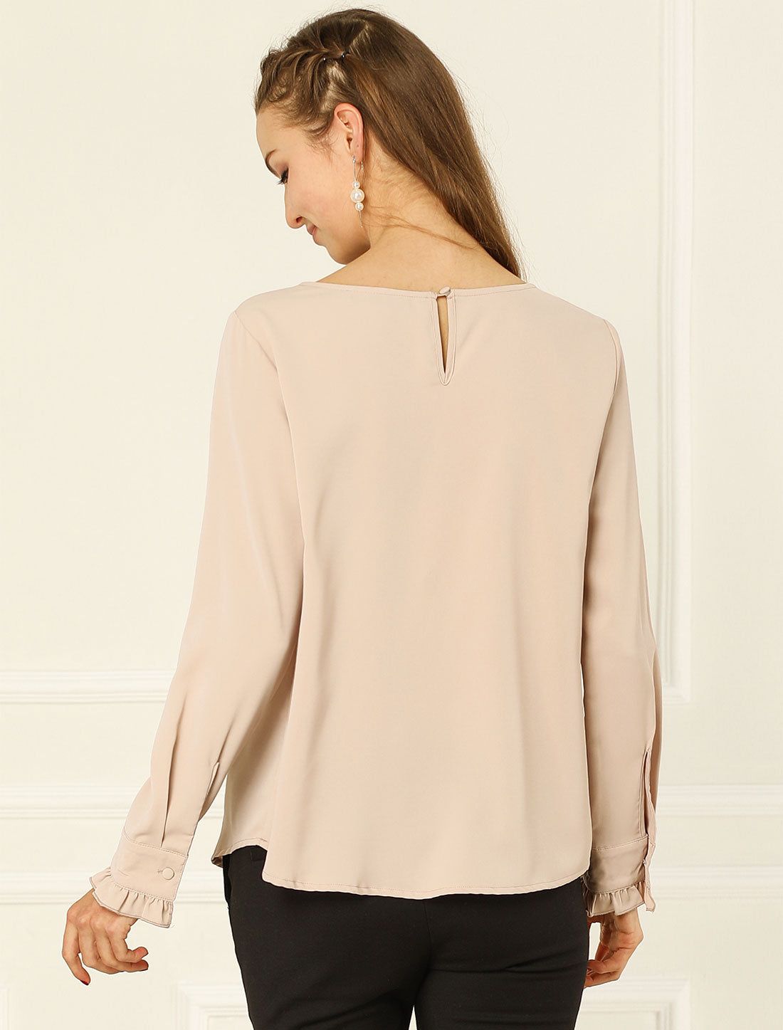 Work Office Ruffled Blouse Elegant Fall Long Sleeve Tops sold by Allegra K product image thumbnail 3