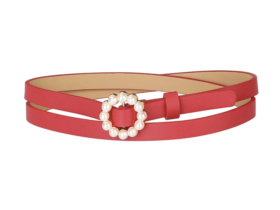 Plus Size Waist Pearl Narrow Leather Jeans Dresses Adjustable Belt sold by Allegra K