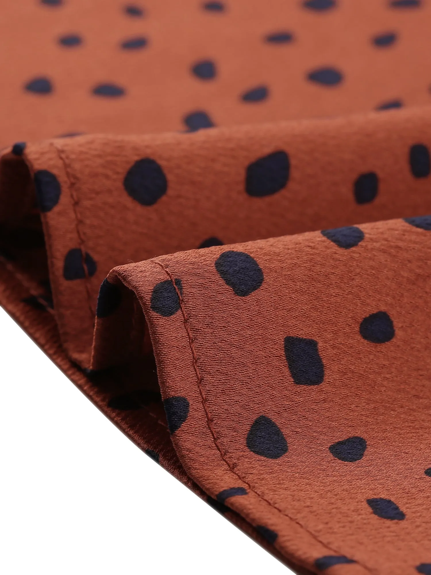 Vintage Dots Long Puff Sleeve Ruffle Twist Neck Satin Blouse Top sold by Allegra K product image thumbnail 5