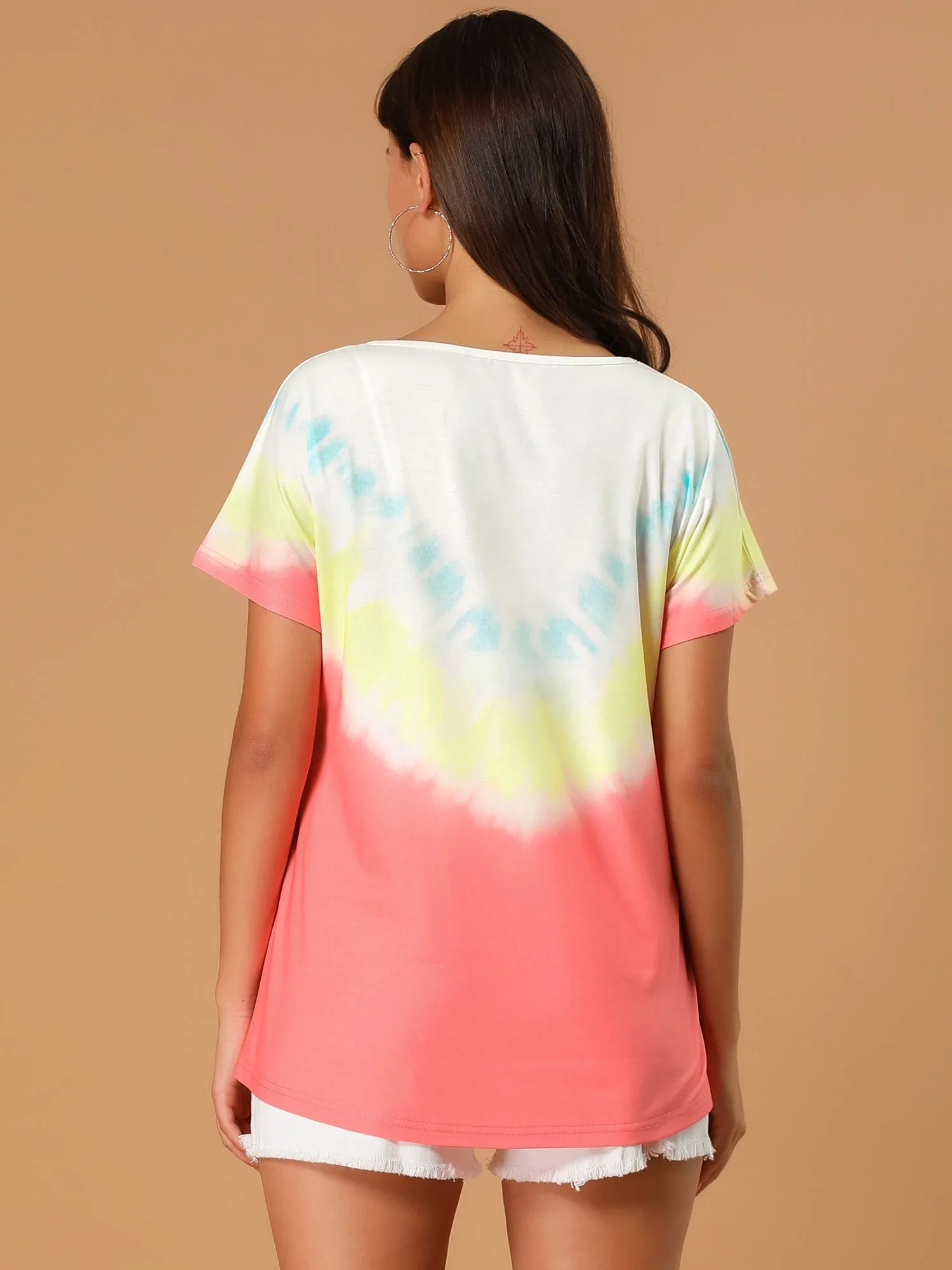 Tie Dye T-shirt Short Sleeve Summer Tops sold by Allegra K product image thumbnail 2
