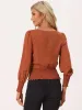 Women's Long Sleeve Round Neck Smock Waist Blouse Tops sold by Allegra K