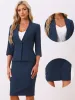 2 Pieces Collarless 3/4 Sleeves Blazer and Pencil Skirt Office Work Business Suit Set sold by Allegra K