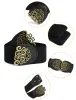 Gold Flower Design Metal Interlocking Buckle Elastic Waistbelt sold by Allegra K