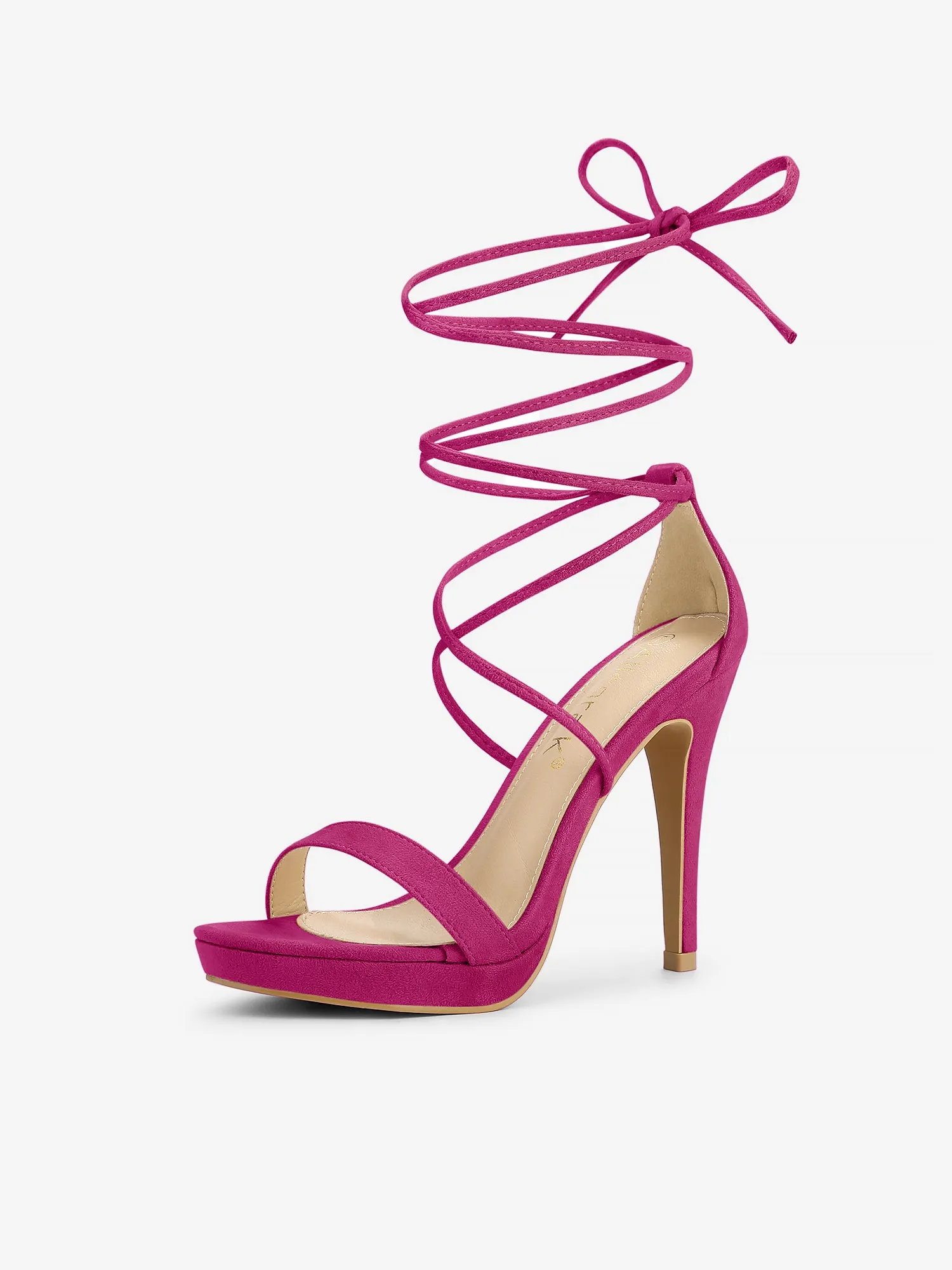 Faux Suede Platform Stiletto Heel Lace Up Sandals sold by Allegra K