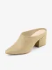 Faux Suede Pointed Toe Slip On Block Heel Slide Mules sold by Allegra K