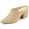 Faux Suede Pointed Toe Slip On Block Heel Slide Mules sold by Allegra K