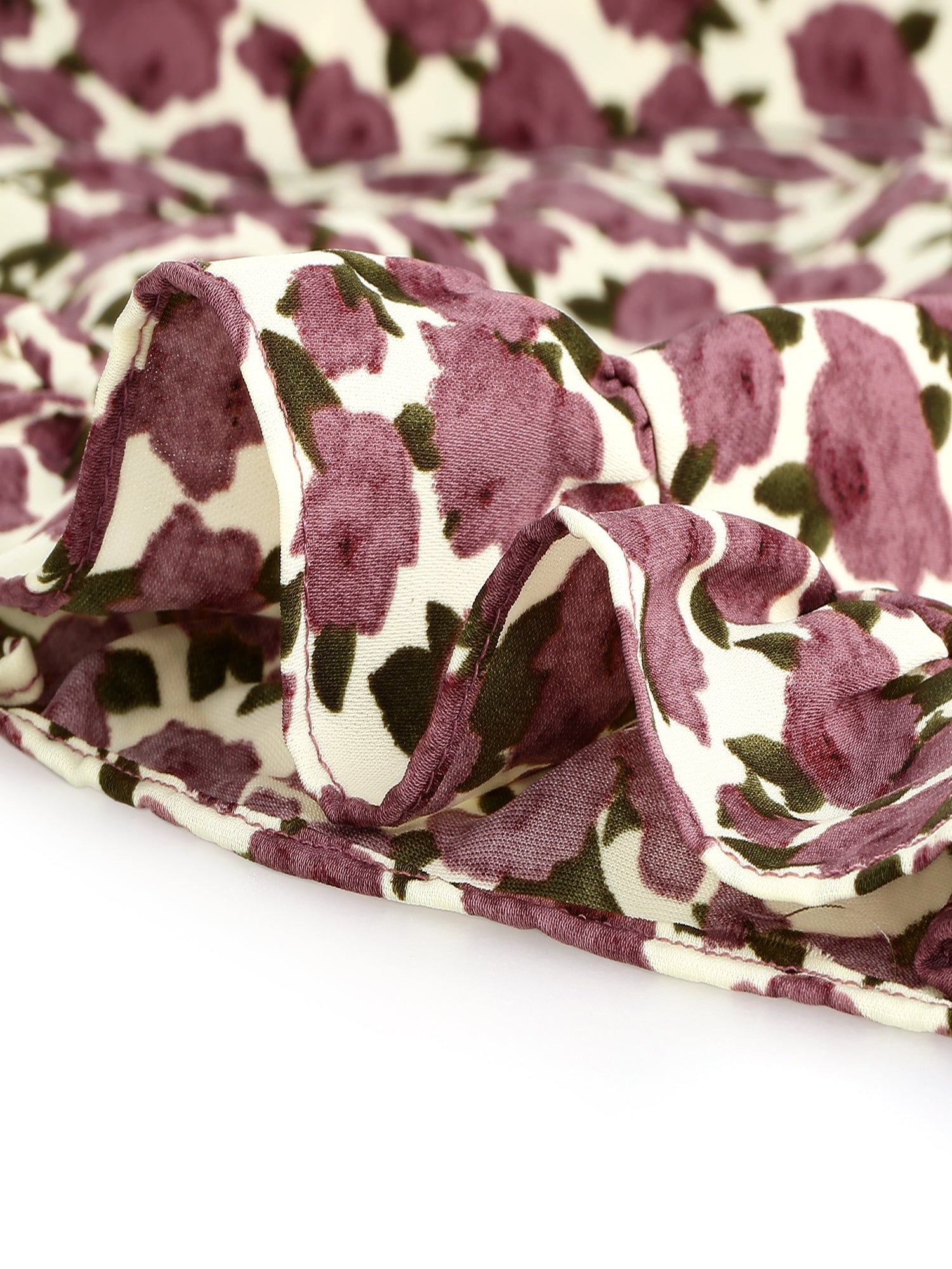 Ruffle Stand Collar Buttons Elastic Waist Floral Dress sold by Allegra K product image thumbnail 5