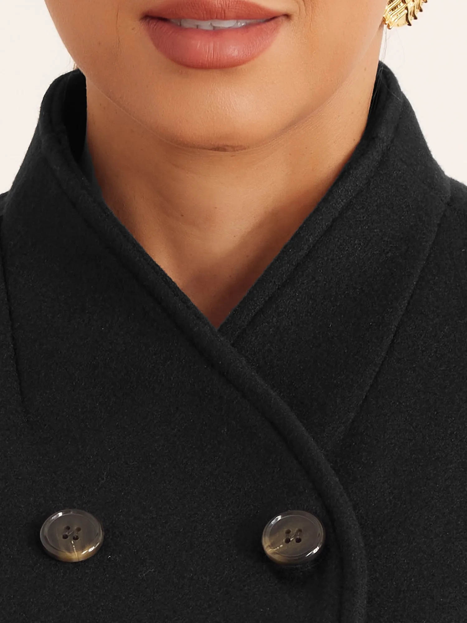 Double Breasted Collarless Winter Casual Short Pea Coat sold by Allegra K product image thumbnail 4