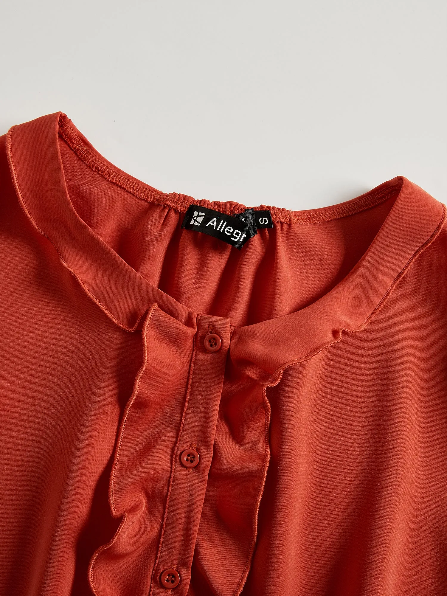 Allegra K Casual Tops Long Sleeve Blouse Ruffle Button Down Shirt sold by Allegra K product image thumbnail 2