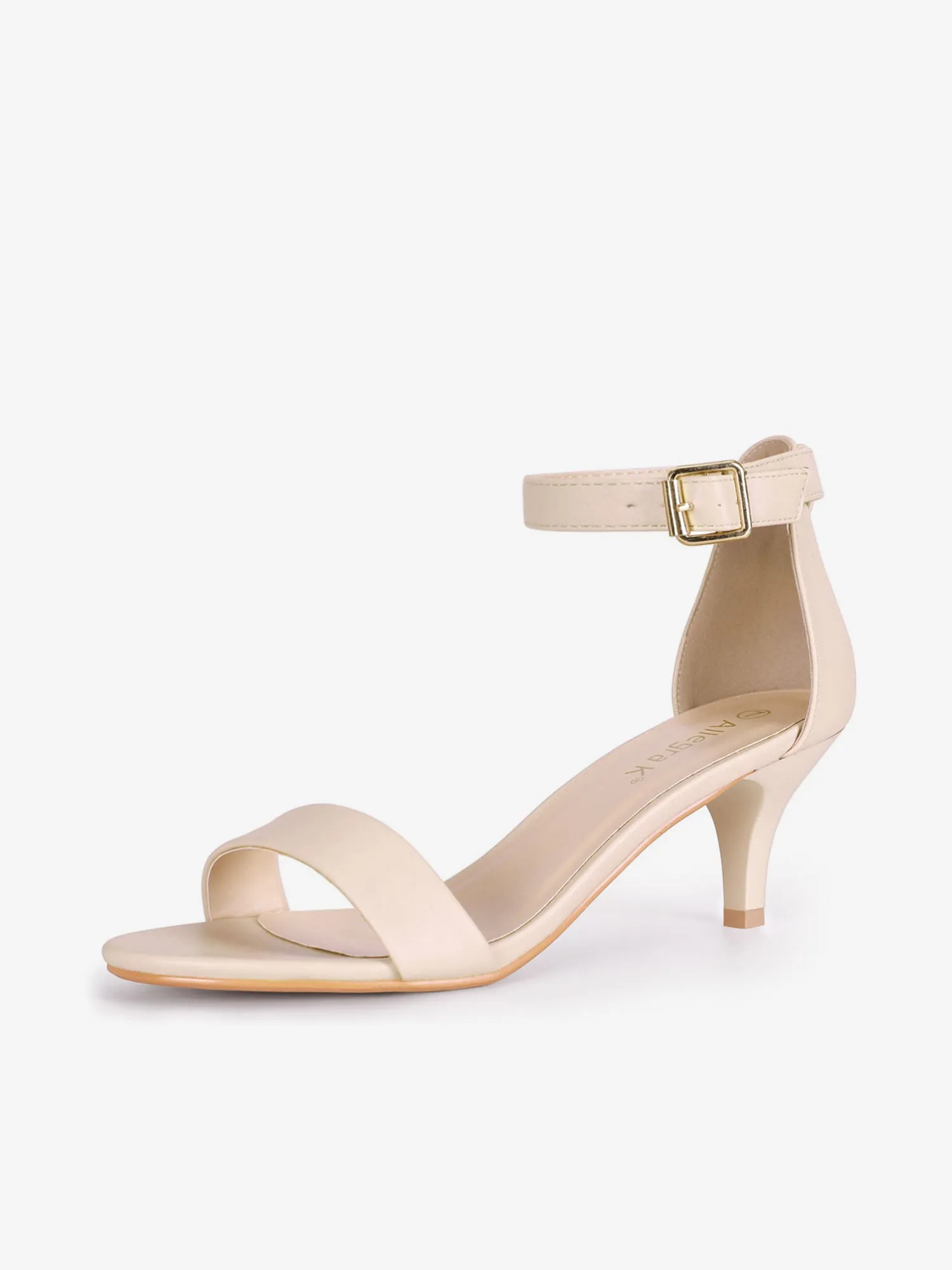 Faux Leather Open Toe Ankle Strap Kitten Heel Sandals sold by Allegra K