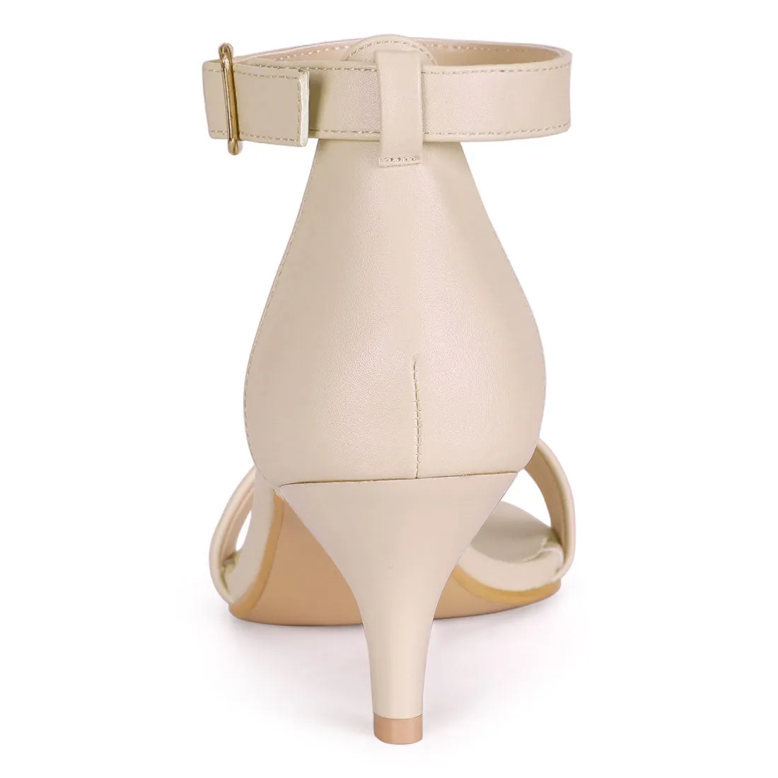 Faux Leather Open Toe Ankle Strap Kitten Heel Sandals sold by Allegra K product image thumbnail 4