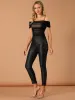 Sexy Tops Crop Ruched Strap Slim Fit Off Shoulder Top sold by Allegra K
