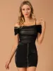 Sexy Tops Crop Ruched Strap Slim Fit Off Shoulder Top sold by Allegra K