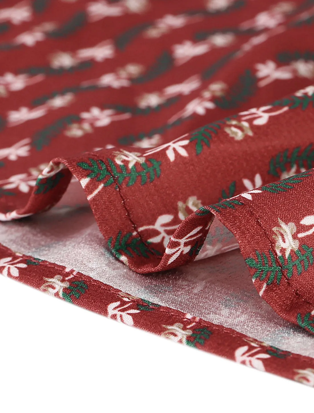 Ruffled Front Floral Long Sleeve Round Neck Blouse Top sold by Allegra K product image thumbnail 2