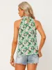 Tropical Floral Top Sleeveless Beach Halter Neck Blouse sold by Allegra K