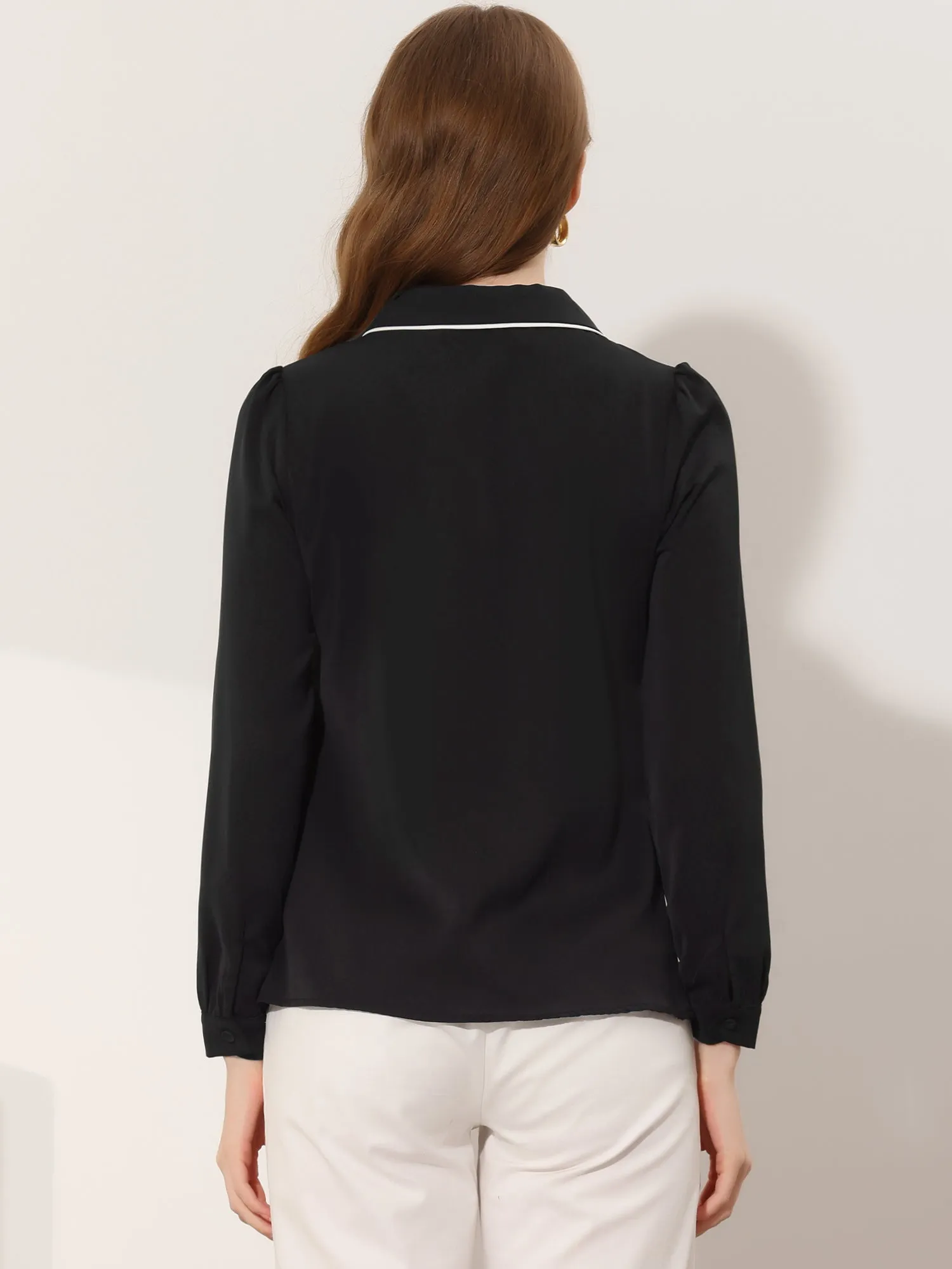 Work Office Shirt Long Sleeve Button Up Peter Pan Collar Blouse sold by Allegra K product image thumbnail 3