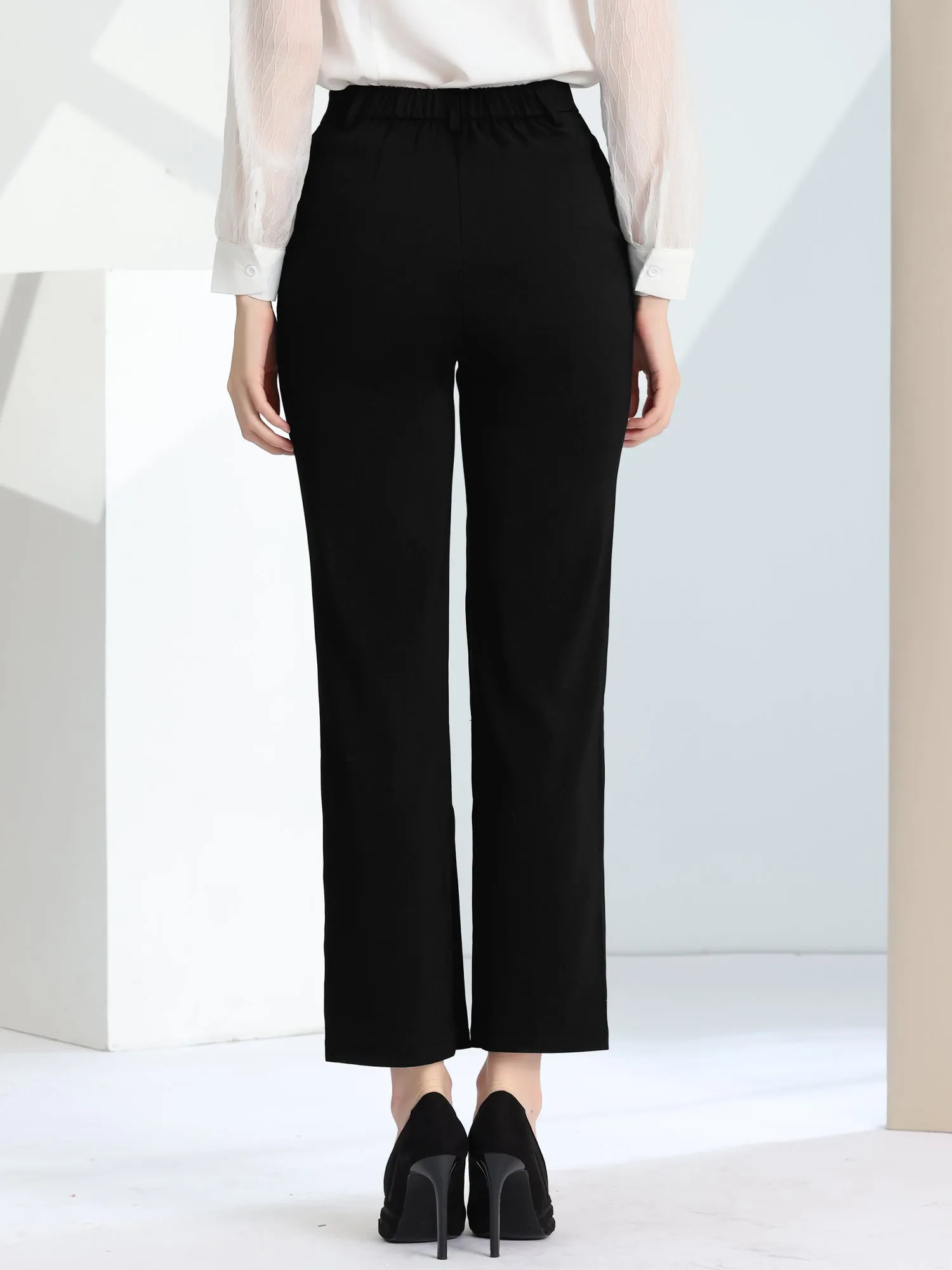 High Waist Straight Leg Trousers Slit Hem Stretch Work Pants sold by Allegra K product image thumbnail 5