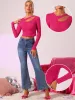 Long Sleeve Casual Cut Out Slim Fitted Basic Crop Tee Tops sold by Allegra K