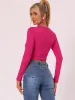 Long Sleeve Casual Cut Out Slim Fitted Basic Crop Tee Tops sold by Allegra K