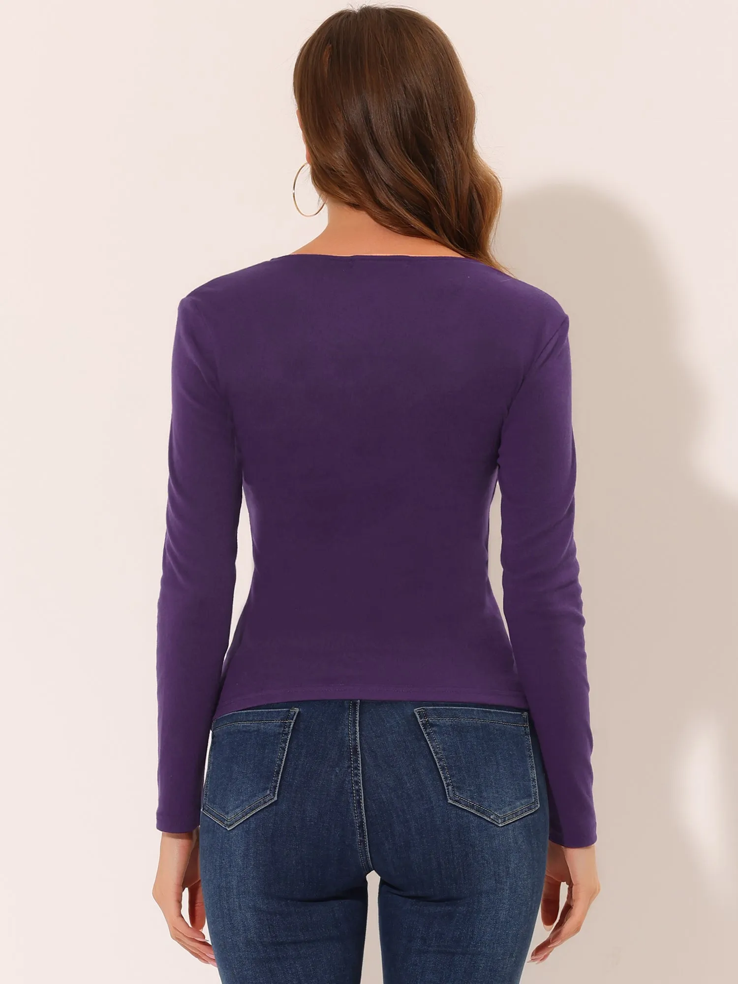 Long Sleeve Blouse Slim Fit Ruched Wrap Tops sold by Allegra K product image thumbnail 3