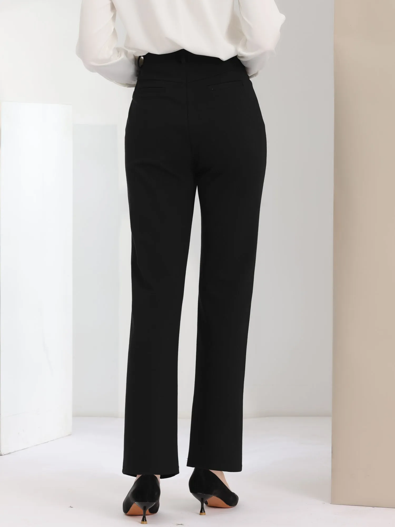 High Stretch Pants Straight Leg Work Office Casual Trousers sold by Allegra K product image thumbnail 3