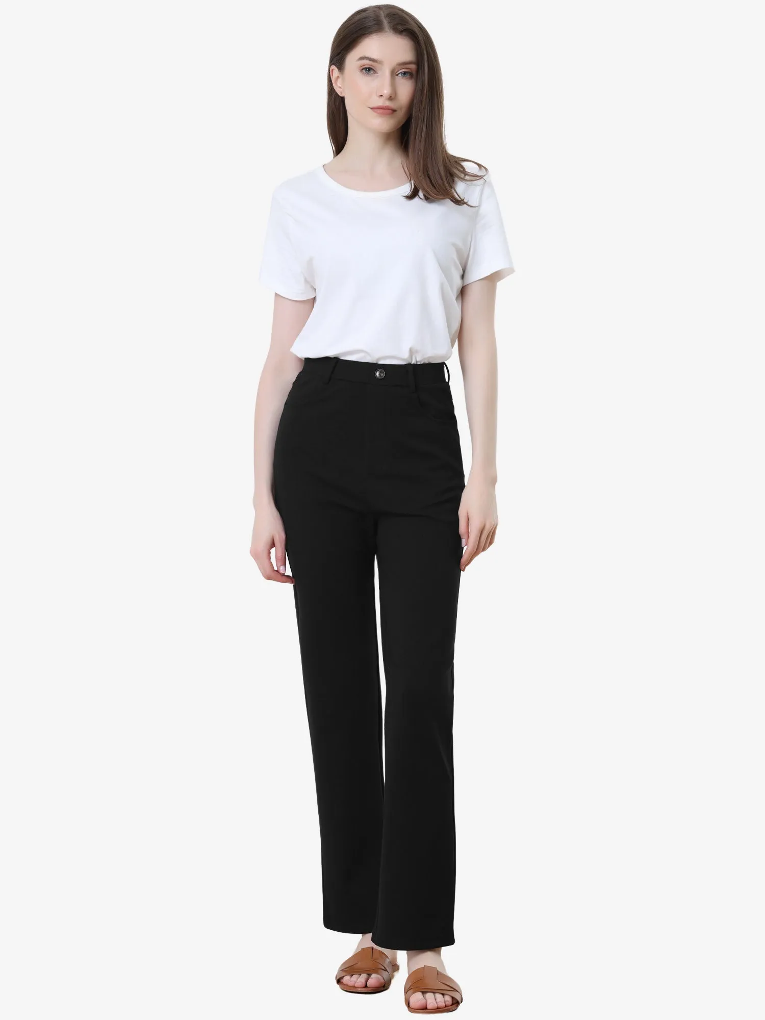 High Stretch Pants Straight Leg Work Office Casual Trousers sold by Allegra K