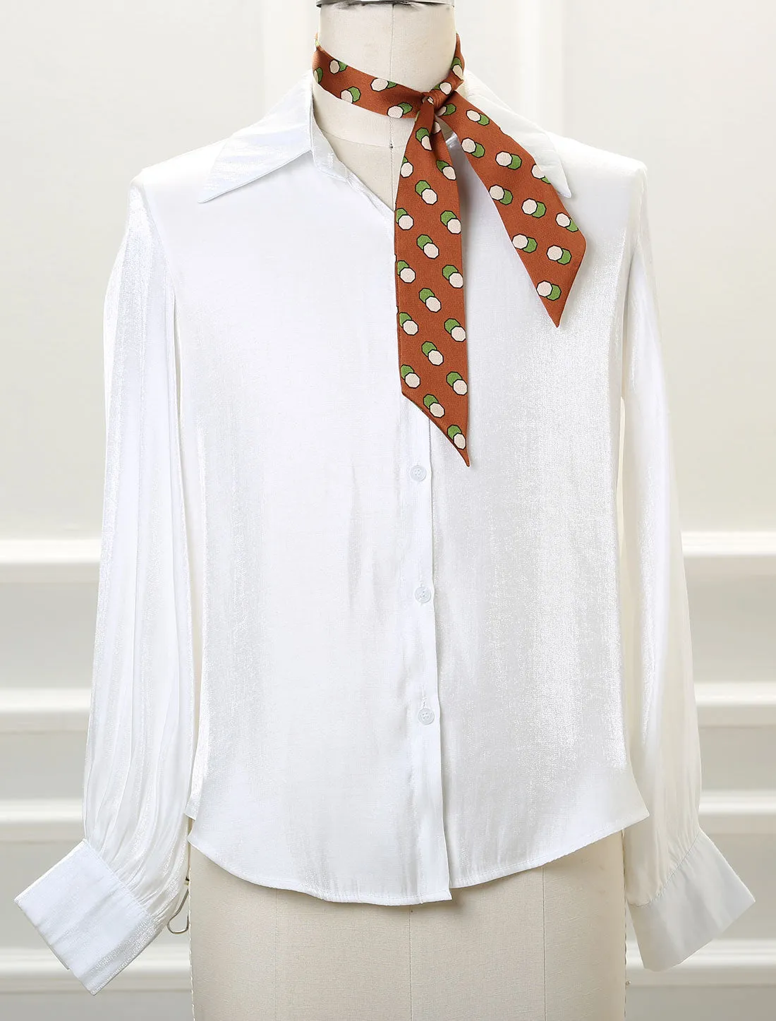 Point Dot Print Skinny Narrow Head Scarf Double-Sided Neckerchief sold by Allegra K product image thumbnail 2