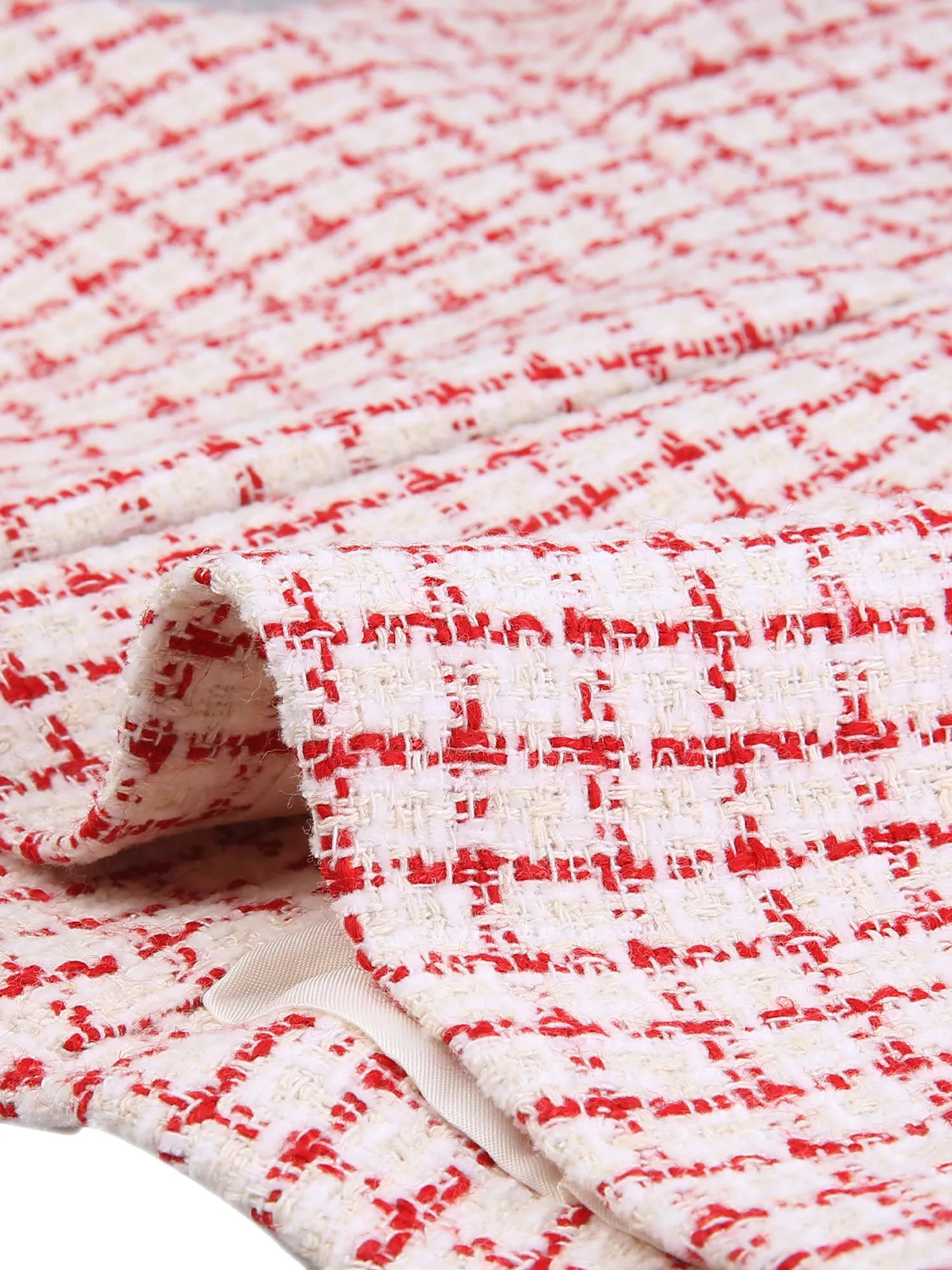 Vintage Tweed Plaid Slim Fit Work Office Cropped Jacket sold by Allegra K product image thumbnail 4