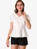 Office Blouse Lace Sleeve Peter Pan Collar Peplum Tops sold by Allegra K