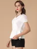 Office Blouse Lace Sleeve Peter Pan Collar Peplum Tops sold by Allegra K