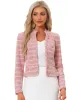 Vintage Tweed Plaid Slim Fit Work Office Cropped Jacket sold by Allegra K