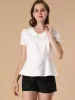 Office Blouse Lace Sleeve Peter Pan Collar Peplum Tops sold by Allegra K