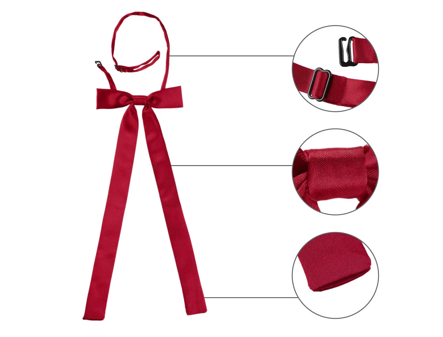 Pre-Tied Adjustable String Long Ribbon Solid Uniform Bowties sold by Allegra K product image thumbnail 4