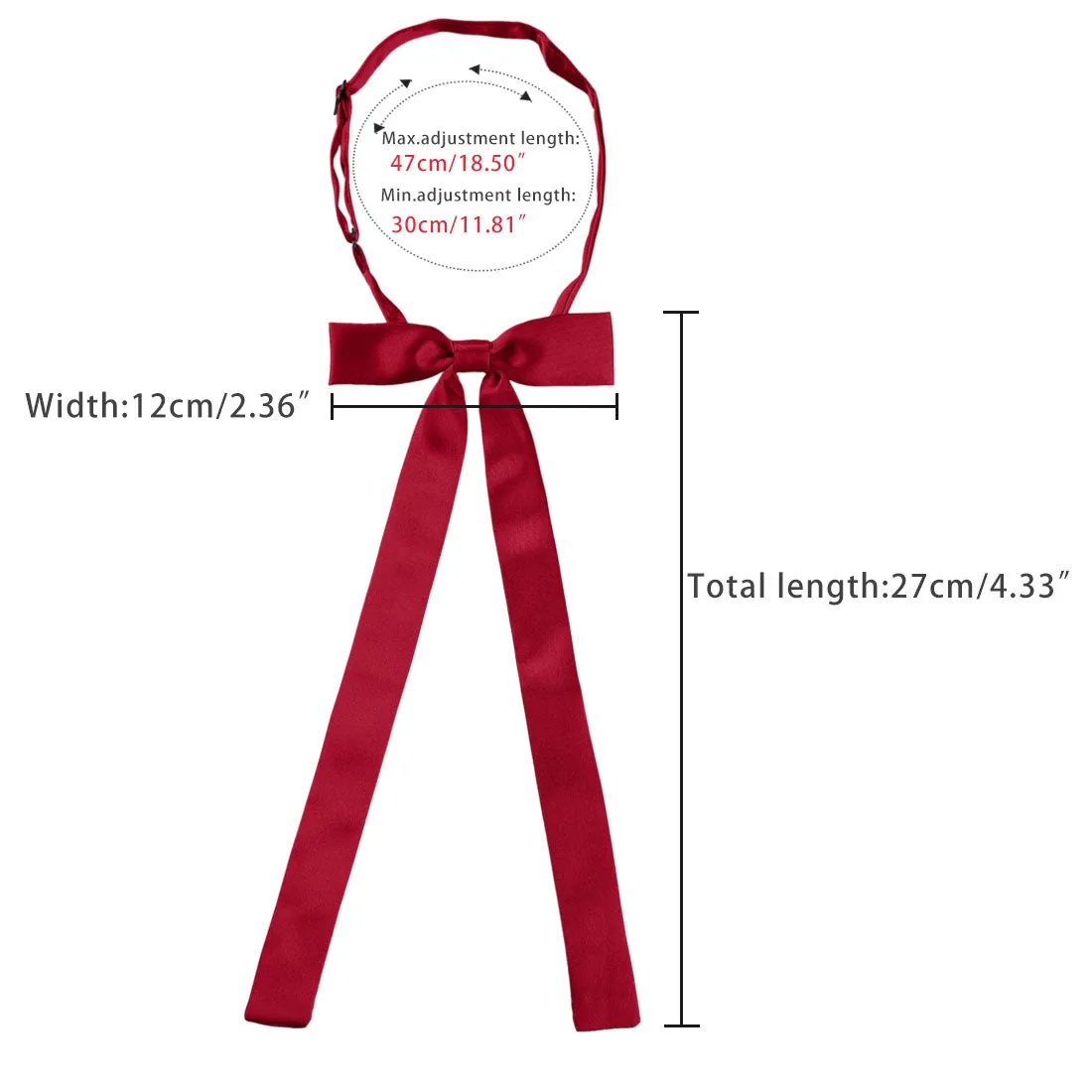 Pre-Tied Adjustable String Long Ribbon Solid Uniform Bowties sold by Allegra K product image thumbnail 3