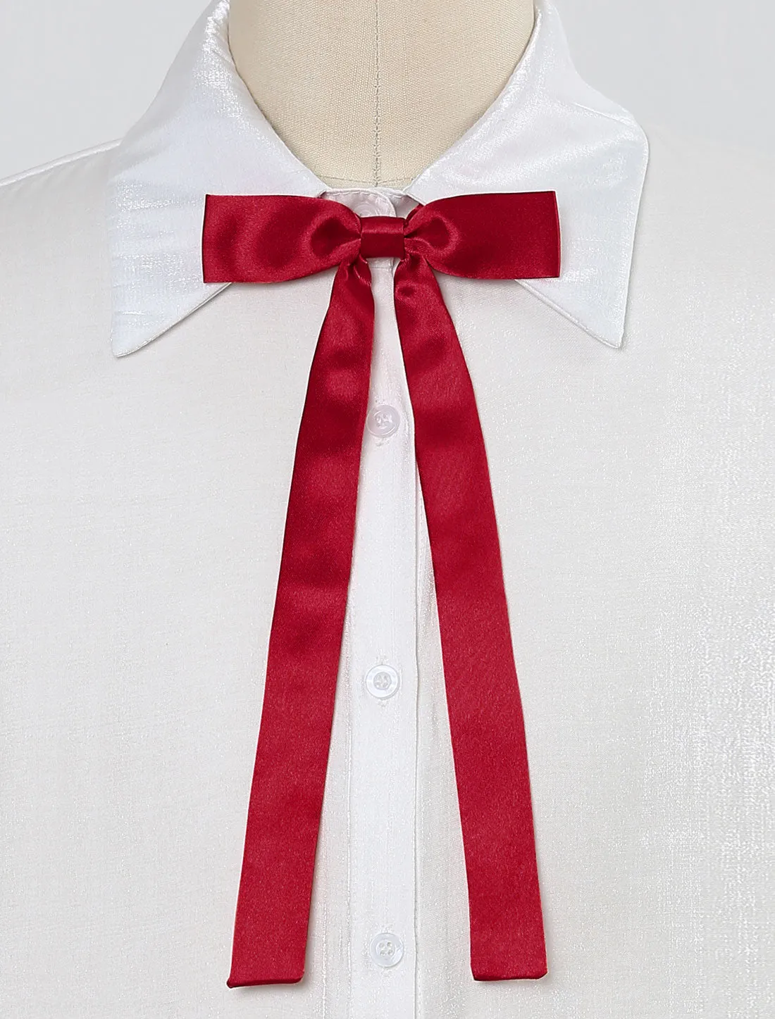 Pre-Tied Adjustable String Long Ribbon Solid Uniform Bowties sold by Allegra K product image thumbnail 2