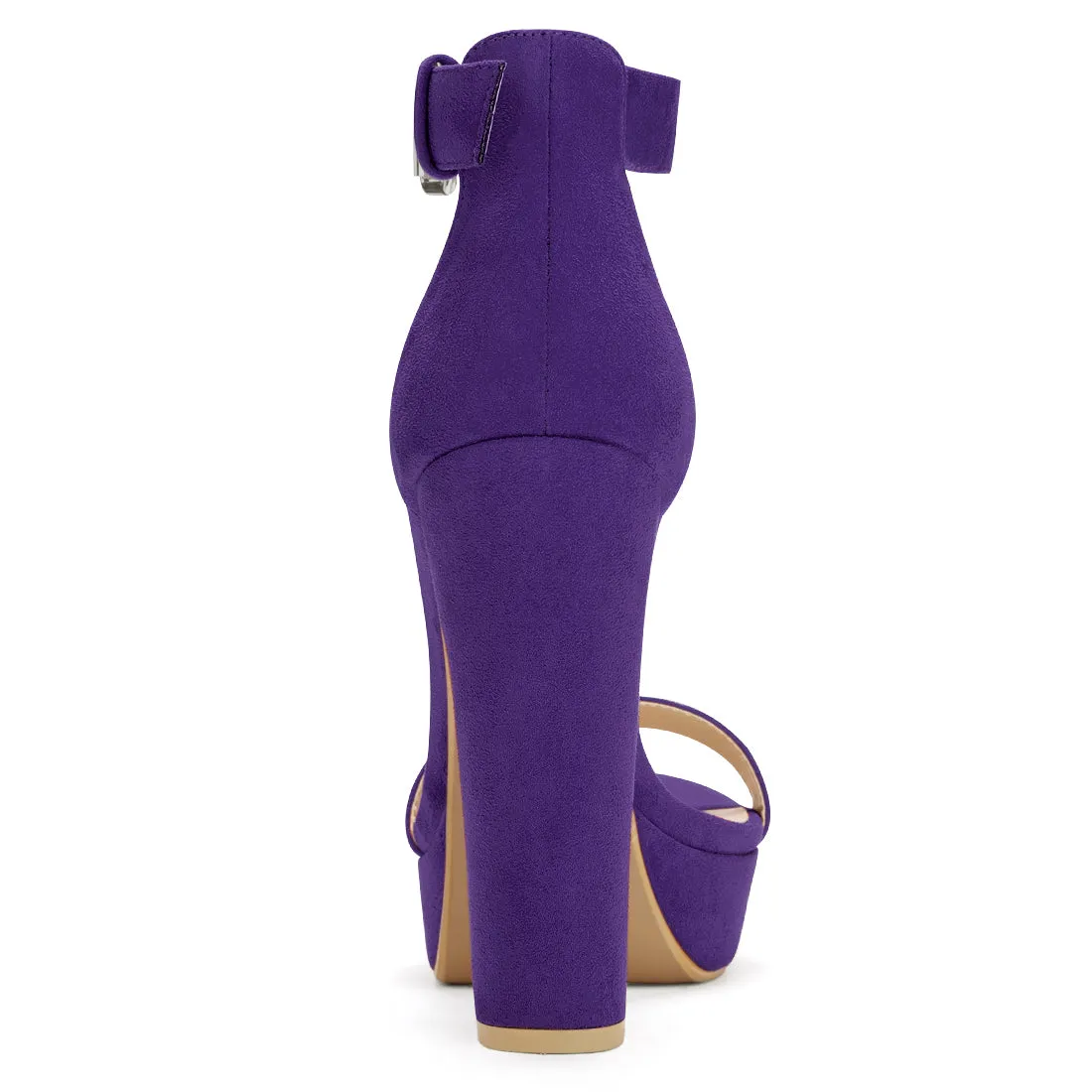 Faux Suede Platform Ankle Strap Chunky High Heel Sandals sold by Allegra K product image thumbnail 4