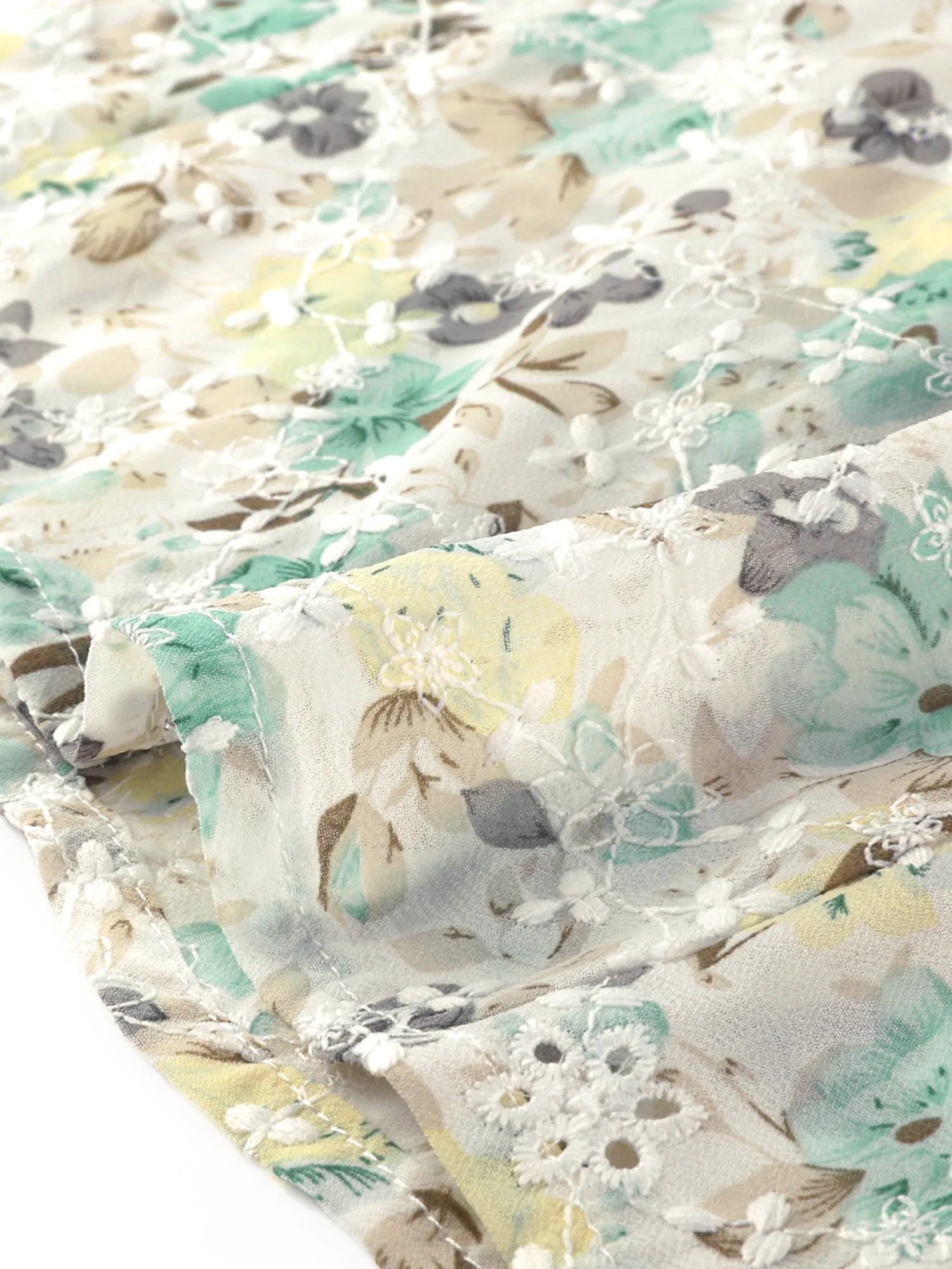 Contrast Collar Shirt Chiffon Vintage Lace Embroidered Floral Blouse sold by Allegra K product image thumbnail 3