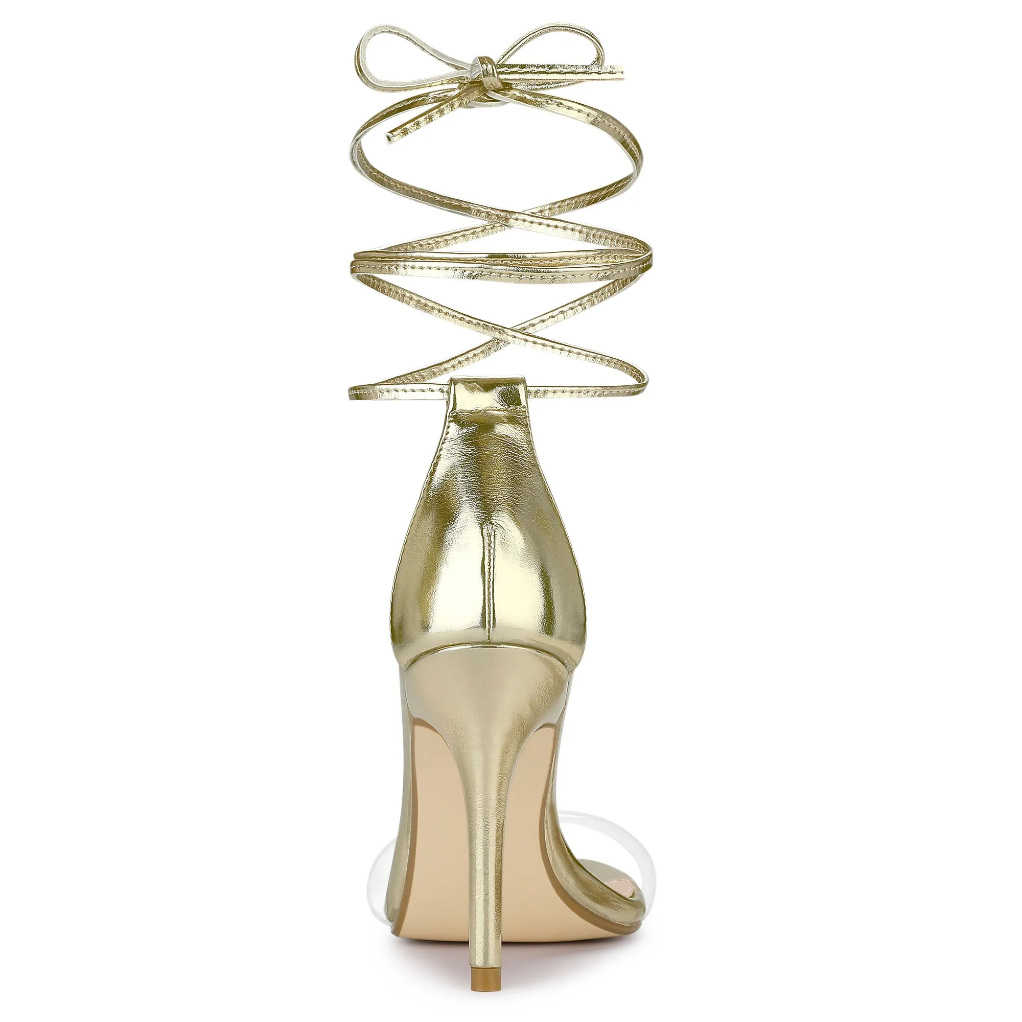 PU Clear Strap Stiletto Heel Ankle Lace Up Sandals sold by Allegra K product image thumbnail 5