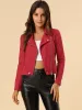 Casual Short Soft Zip Up Faux Suede Biker Moto Jacket sold by Allegra K