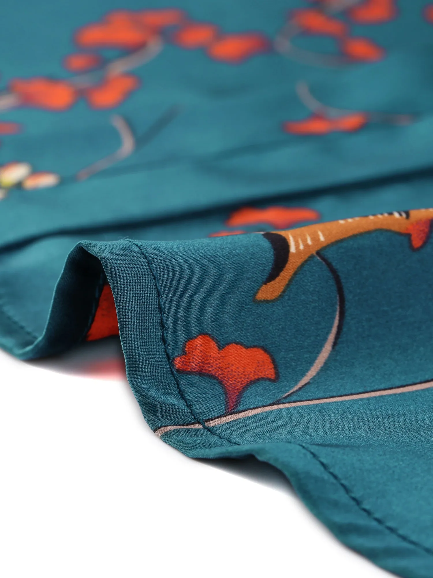 Satin Work Floral Vintage Stand Collar Cap Sleeve Blouse sold by Allegra K product image thumbnail 5