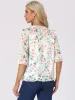 Casual Ruffle Floral Print 3/4 Sleeve Chiffon Blouse sold by Allegra K
