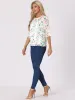 Casual Ruffle Floral Print 3/4 Sleeve Chiffon Blouse sold by Allegra K