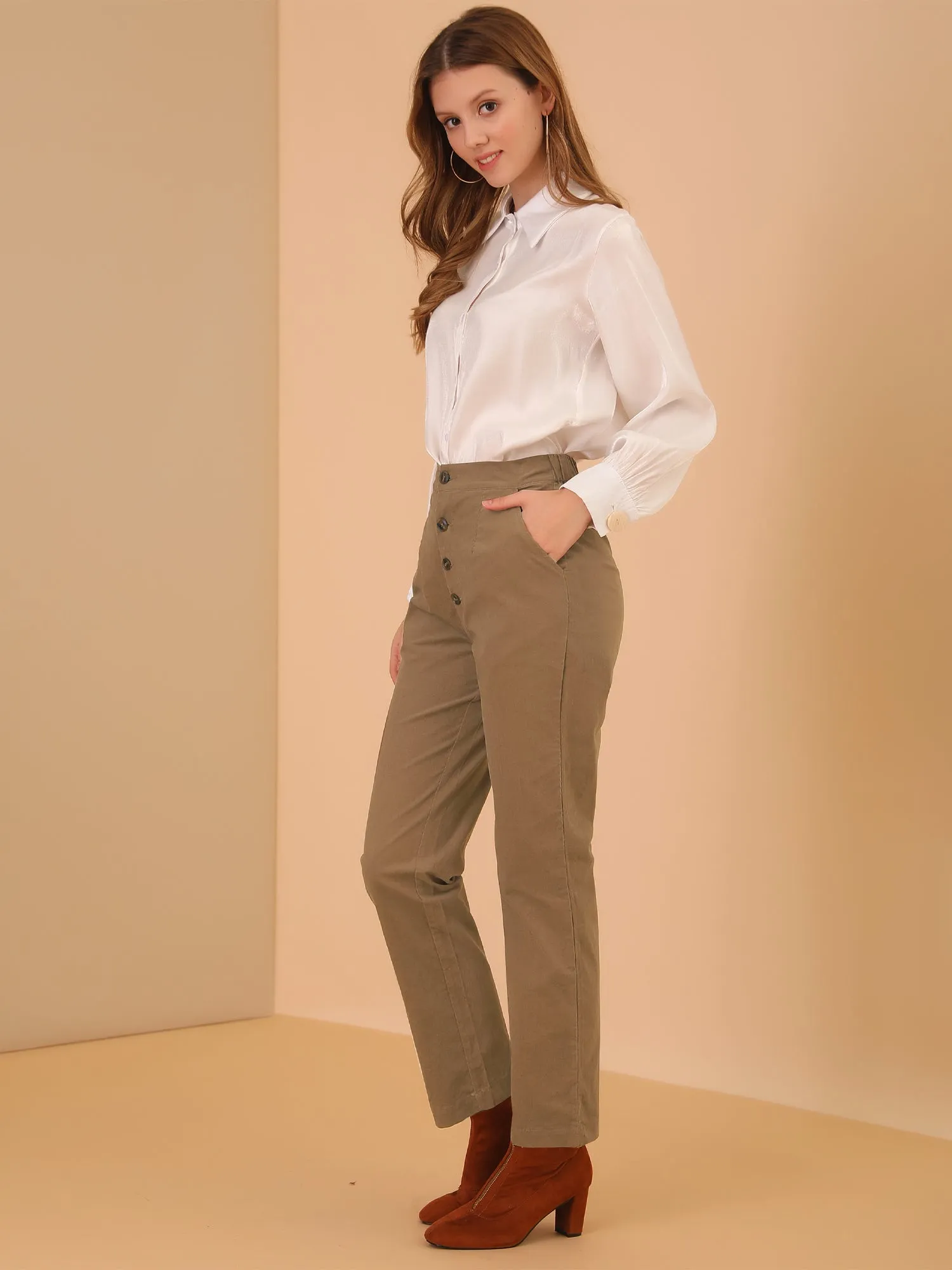 Corduroy Adjustable Strap Belted Jumpsuits Overalls Suspender Pants sold by Allegra K product image thumbnail 4