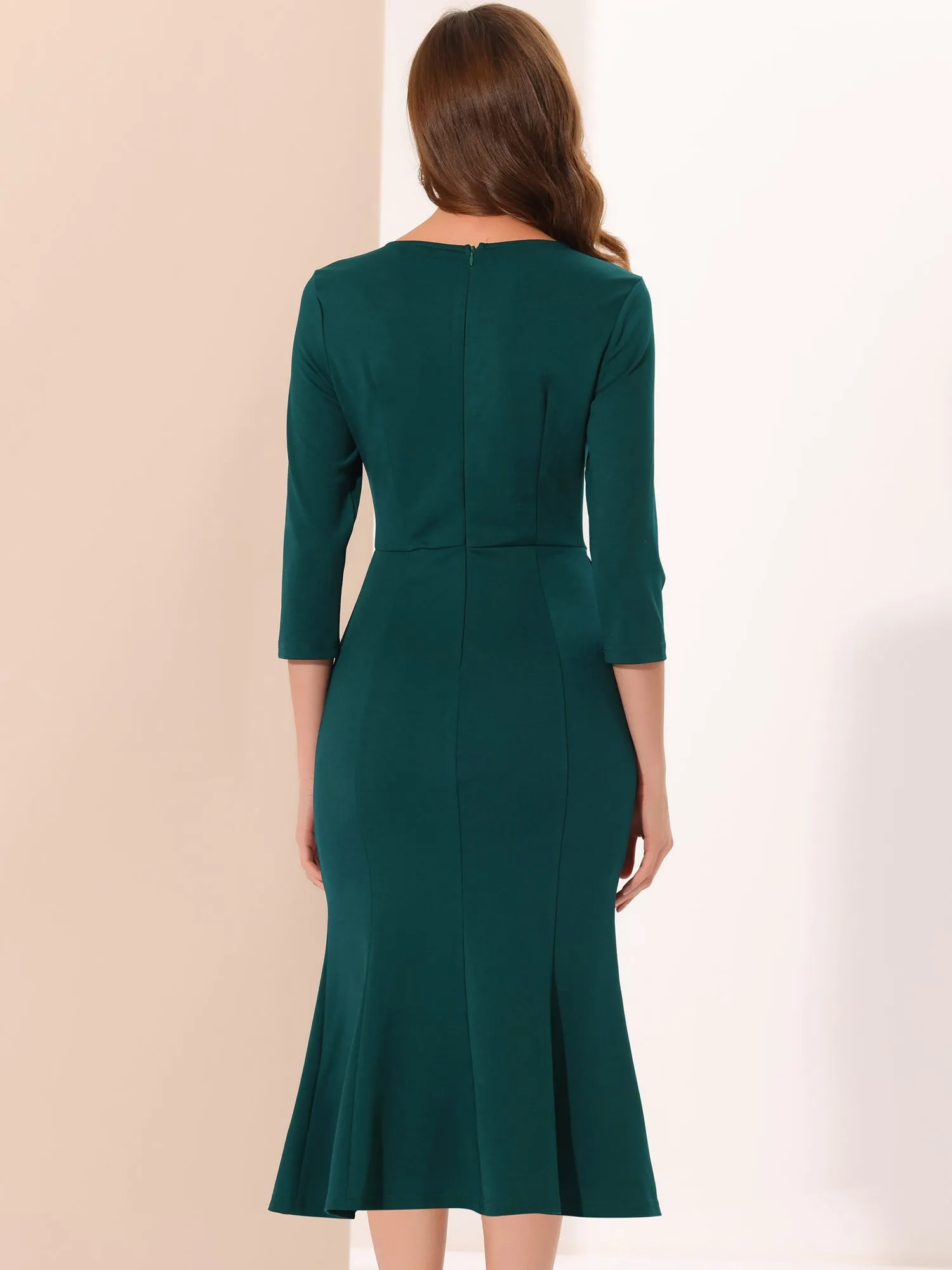 Vintage Bodycon Fishtail 3/4 Sleeve Work Church Cocktail Dress sold by Allegra K product image thumbnail 3