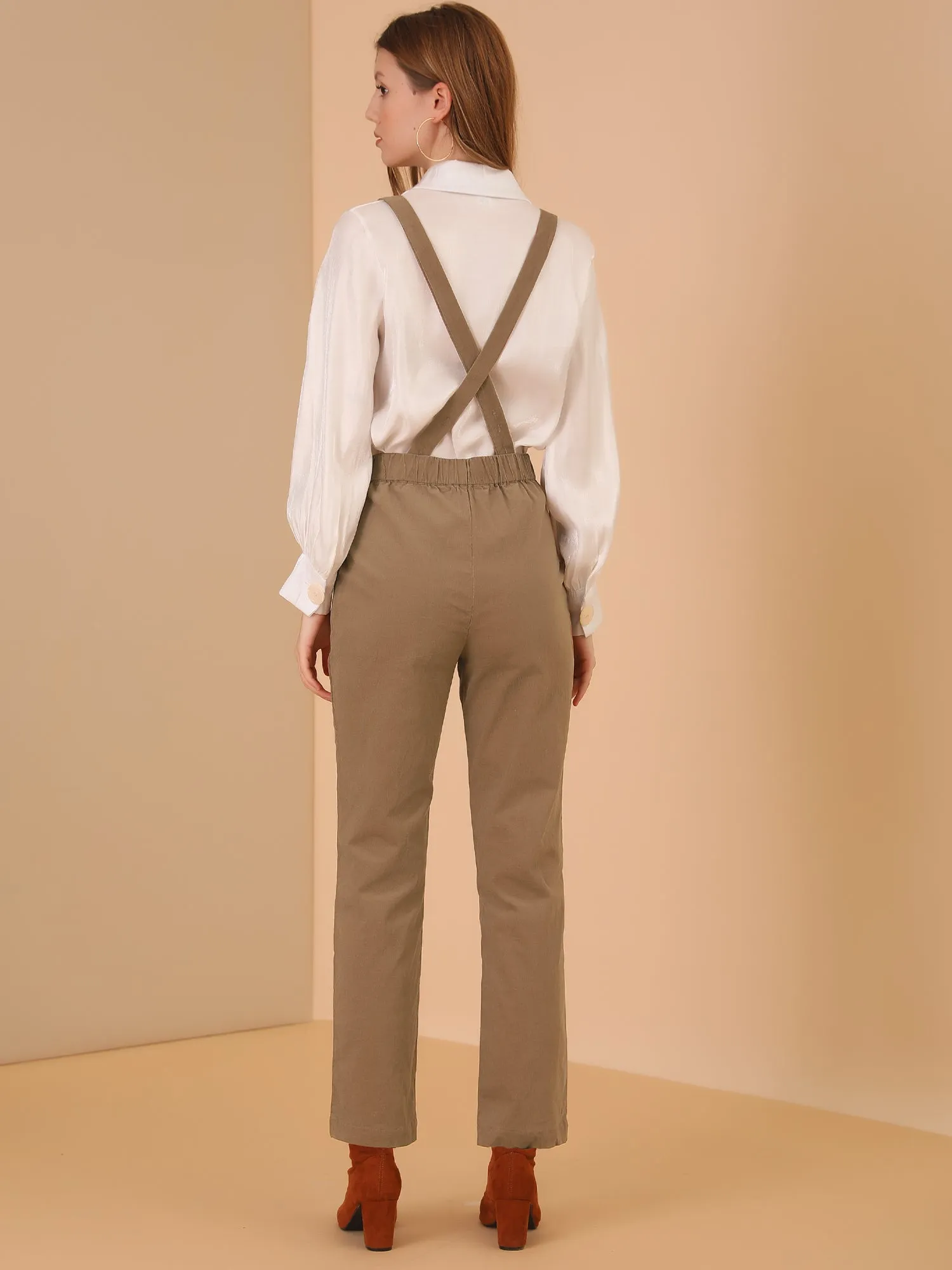 Corduroy Adjustable Strap Belted Jumpsuits Overalls Suspender Pants sold by Allegra K product image thumbnail 5