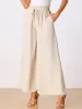 High Waist Drawstring Loose Fit Pocket Wide Leg Paper Bag Pants sold by Allegra K