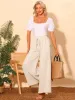High Waist Drawstring Loose Fit Pocket Wide Leg Paper Bag Pants sold by Allegra K