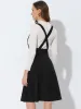 High Waist Solid Button Decor Flared Midi Overall Suspender Skirt sold by Allegra K